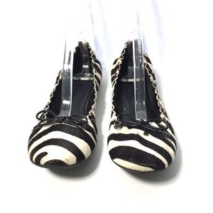 Merona Horse Hair Leather Zebra Print Ballet Flats